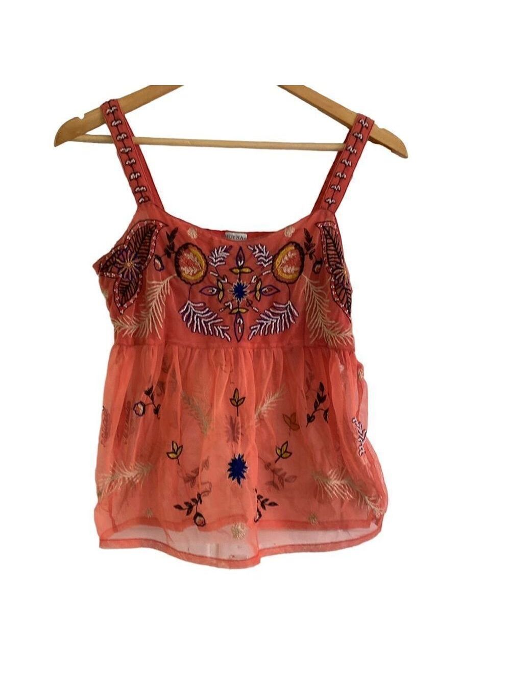 MOYNA Top Women’s Baby Doll Style Coral Ground XS